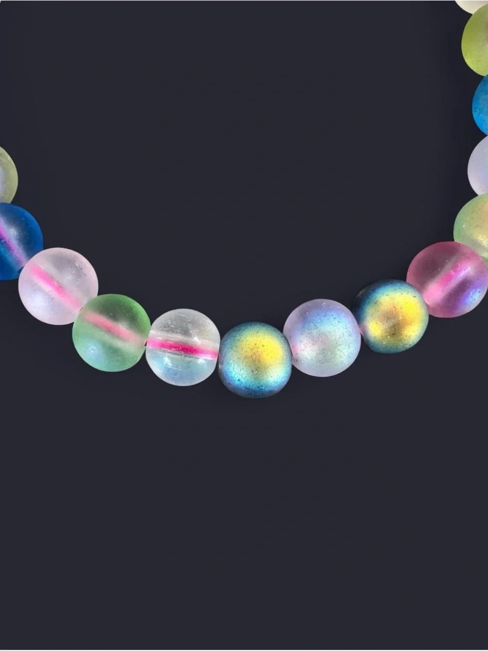 Rainbow Iridescent Glass Bead Bracelet